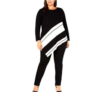 New Avenue Pullover Tunic Sweater Size:18 Black and White